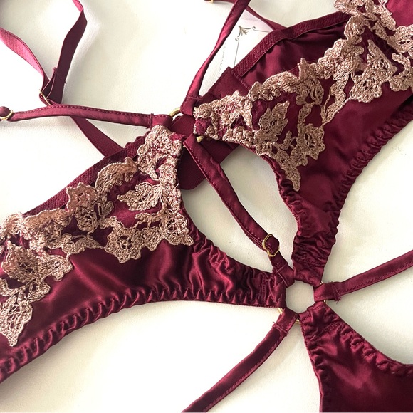 NWT Coco de Mer Burgundy Silk Playsuit - Picture 6 of 10